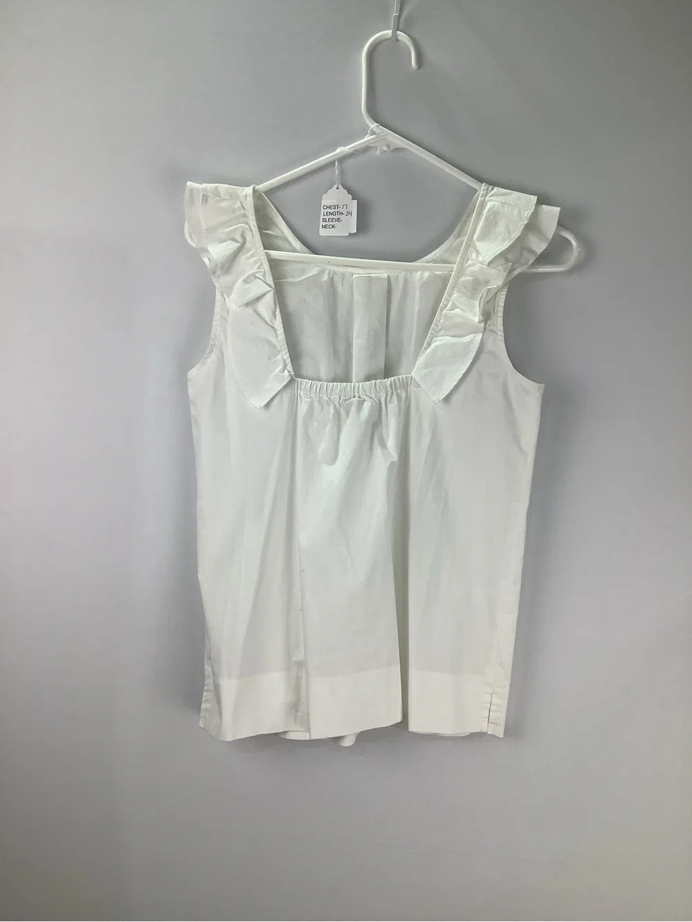 J Crew Women's White Ruffle Neck Sleeveless Top size‎ 0
